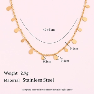 Collana minimalista in acciaio inossidabile placcato oro 18K con pendente a goccia