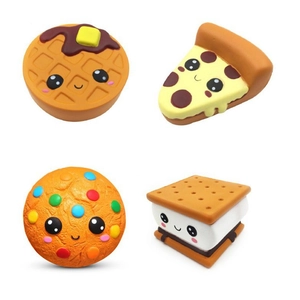 Slow Rising Squishy Toy PU Foam Simulation Food Pizza Waffle Cookie Cute Cartoon Expression Stress Relief Sensory Toy