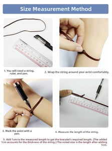 Detailed guide showing measurement steps for copper gold-plated heart tennis bracelets