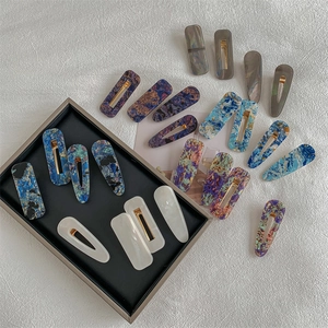 Vintage Marble Texture Acetate Acrylic Hair Clips Geometric Rectangle Water Drop Duckbill Side Fringe Hair Accessories