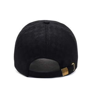 Men's winter baseball cap in black checkerboard pattern with warm plush lining