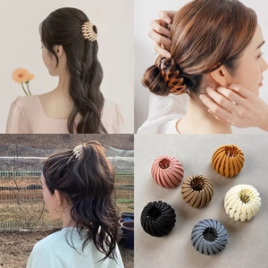 Bird's Nest Hair Clip Expandable Matte Velvet Resin Ponytail Holder Hair Claw Bun Maker Styling Accessory For Women