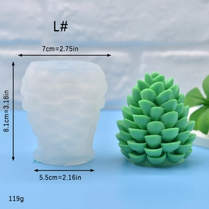 Pinecone shaped silicone mold for DIY candles and soaps in translucent large size