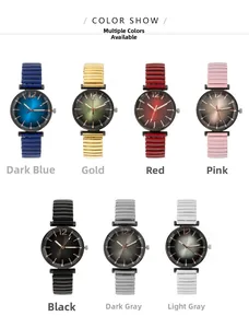 Detailed display of seven color variations for women's elastic band quartz watches