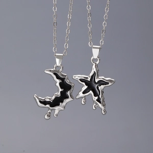 Gothic Star Moon Cross Pendant Necklaces Earrings Bracelet Alloy Enamel Irregular Liquid Metal Y2K Punk Jewelry