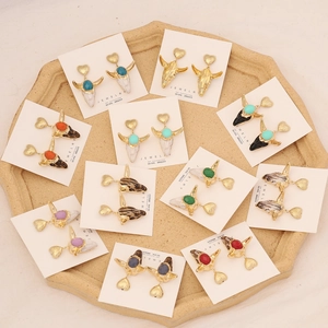 Bull Head Skull Drop Earrings With Heart Stud Retro Boho Jewelry Inlaid Resin With 925 Sterling Silver Earring Post For Women