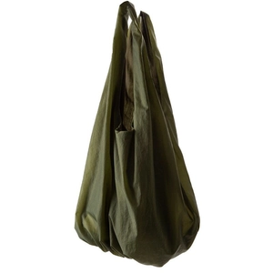 Olive green pleated nylon canvas tote bag with large capacity for casual everyday use