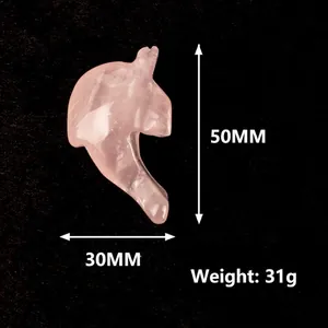 50mm pink rose quartz seahorse carving sculpture with height and weight measurements