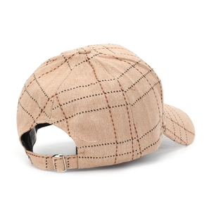 British vintage plaid baseball cap in khaki with adjustable silver buckle back view