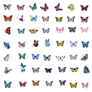 Lot de 50 autocollants papillons colorés pour valises de moto avec décoration imperméable