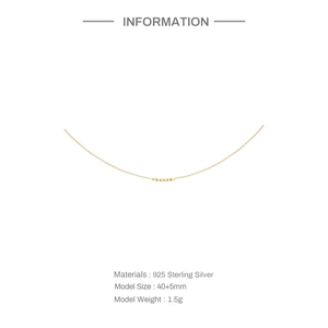 Makro-Detail der S925 Sterlingsilber Goldperlenkette mit Maßen und Gewichtsangaben