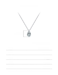 Vue détaillée du collier en argent 925 avec pendentif poire et spécifications