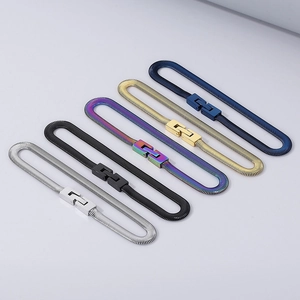 Stainless Steel Flat Snake Bone Chain Necklace Men Women Hip Hop Minimalist Herringbone Link Jewelry Fold Over Clasp