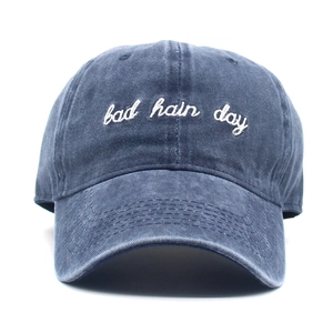 Washed Cotton Baseball Cap Bad Hair Day Letter Embroidery Vintage Casual Adjustable Sun Hat For Men Women
