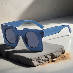 Fashion Square Round Sunglasses UV400 PC AC Geometric Large Frame Retro Street Wear Eyewear For Men Women