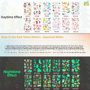Luminous Halloween tattoos for kids with day and night glowing effect comparison
