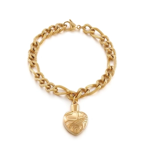 Heart Cremation Urn Bracelet Stainless Steel Memorial Keepsake Jewelry For Ashes Women Heart Pendant Chain Bracelet