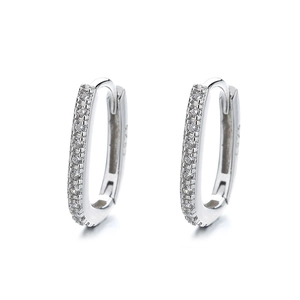 Elegant S925 sterling silver geometric U-shaped hoop earrings with 18k gold plating
