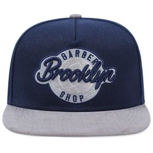 Casquette de baseball hip-hop à bord plat bleu marine et gris avec broderie Brooklyn