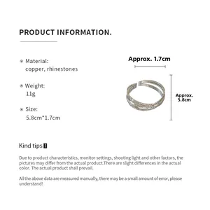 Detailoverzicht van afmetingen van de kruisende strass ring en messing materiaal