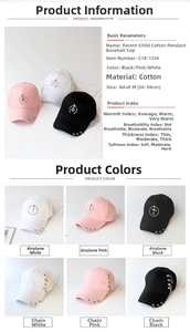Detailed chart for cotton baseball cap with star pendants and decorative side chains