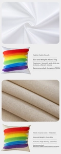 Detail of satin peach and linen fabric textures on Christmas elk pattern cushion covers
