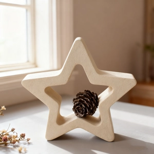 Minimalist five-pointed star resin silicone mold with pine cone decor for DIY art projects