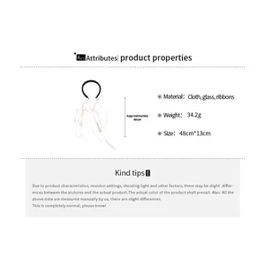 Detailed size specifications for the fabric bow ribbon headband with 48cm total length