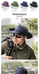 Outdoor sun hat in four colors with adjustable windproof cord and breathable vents