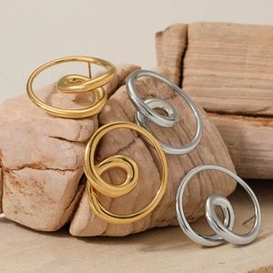 Minimalist spiral 316 stainless steel hoop earrings in gold and silver finish