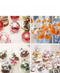 Shatterproof PET transparent DIY craft balls with silver caps for holiday filling