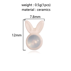 Detailed size specifications of pink heart-shaped bunny ceramic earring accessory