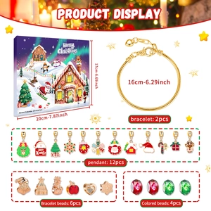 Christmas Advent Calendar for kids with 24 DIY jewelry charms and bracelet set