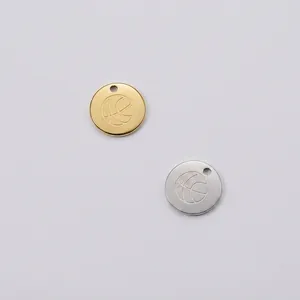 Basketball Charm Stainless Steel Round Etched Pendant For DIY Necklace Bracelet Jewelry Making Sports Style Accessory
