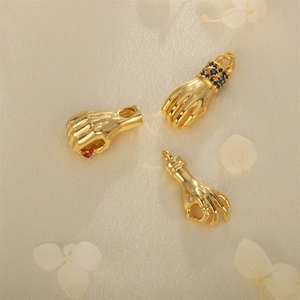 Copper 18k gold plated palm devil eye charms with micro inlaid cubic zirconia for jewelry