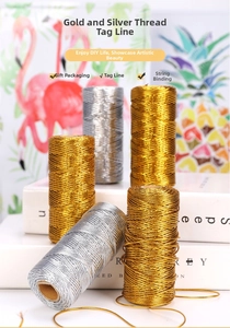 Dettaglio di spaghi metallici oro e argento da 1,5mm per confezioni regalo creative