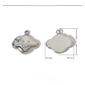 Detail view of cloud-shaped stainless steel pendant with dimensions 13mmx12mm and weight
