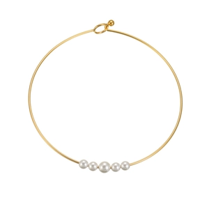 Elegant 18k gold-plated stainless steel choker featuring five symmetrical white pearls