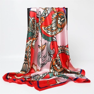 Foulard Quadrato Grande In Raso Tipo Raso Da Donna Stampa Paisley Retro Bohémien Protezione Solare Bandana