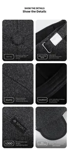 Detailed views of winter men's baseball cap featuring earflaps and thermal fleece lining
