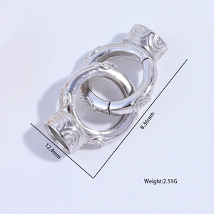 S925 sterling silver round textured connector for pearl jewelry DIY, 12.4mm by 8.36mm