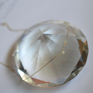 925 silver 14k gold heart necklace with micro-set zircon pendant on crystal base