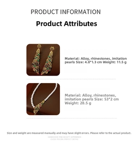 Spécifications détaillées de taille pour l'ensemble collier de perles et boucles d'oreilles