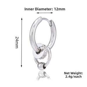 Detail showing titanium steel earring measurements of 12mm inner diameter and 24mm height