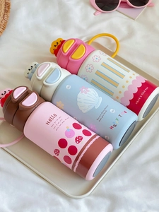 Trois gourdes isothermes en acier 316 pour enfants avec couvercles animaux mignons