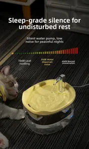 Silent pet water fountain showing ultra-quiet 10dB operation for sleeping cats