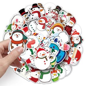 50 pieces of waterproof snowman cartoon stickers for luggage and laptops decoration