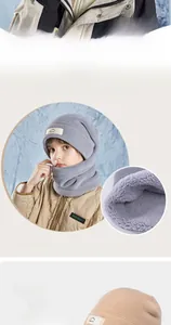 Close-up of thick fleece lining and warm neck warmer set for children winter gear