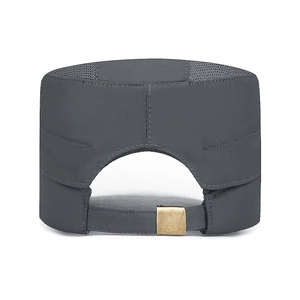 Dark gray quick-dry military cap with breathable mesh lining and adjustable metal buckle