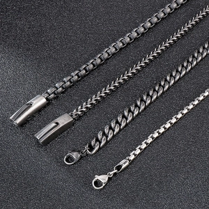 Vintage stainless steel square pearl chains and chunky cuban links for men